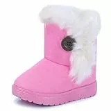 Yeeteepot Winterstiefel Mädchen Warm Gefütterte Winterschuhe Jungen Plüsch Schneestiefel Kinder Weichsohlen Stiefeletten rutschfest Schlupfstiefel Rosa 19 EU = Etikett 20