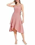 Aupuls Cocktailkleider Damen Kleider Elegant Festlich Kleid V Ausschnitt Rüsche Kleider Damen Hochzeit Kleid Damen Ärmellos Abendkleid Damen Elegante Kleider DamenAUPG007Blush