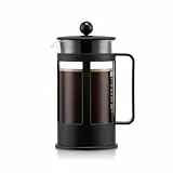 Bodum Kenya Kaffeebereiter - 1L / 8 Tassen - Manuelle French Press aus Borosilikatglas und Edelstahl - Spülmaschinenfest - Made in Portugal, Schwarz