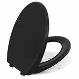 CECIPA WC Sitz mit Absenkautomatik, Toilettendeckel Schwarz, Klodeckel mit Absenkautomatik, Klobrille Schwarz, WC Deckel Oval, Soft Close Toilettensitze Familien, Toilettenbrille, Klositz - DERW SERIE