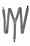 Olata schmale Hosenträger Y Form – längenverstellbare Unisex Hosenträger – 2 cm. Hellgrau