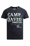 Camp David Herren T-Shirt Rundhals mit Puffprint Blue Navy, XXL