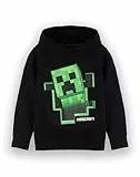 Minecraft Kapuzenpullover für Jungen Sprites und Creeper Motiv Optionen | Schwarzer Grafik Hoodie für Kinder und Jugendliche | Steve, Skelett, Zombie Black Creeper 7-8 Jahre