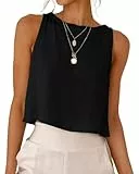 Tanmolo Tank Top Damen Ärmellos Tops Sommer Leinen Tanktops Frauen Leinenbluse Casual Top Elegante Oberteile Schwarz, S