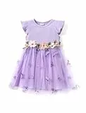 PATPAT Mädchen Kleid Festlich Ärmellos, Mädchen Tüll Prinzessin Partykleid Blumenstickerei, Ballkleid Tutu Kleid für Hochzeit, Geburtstag, Fest, Taufe, Bankett, Feiertag, Gr.92-140