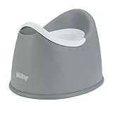 Nuby Töpfchen für das Töpfchentraining – Herausnehmbare Schale und Integrierter Spritzschutz – Rutschfeste Basis – Kindertoilette ab 9 Monaten – Grau