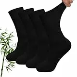 LOFIR Business Bambus Socken für Herren: Comfort Socken für Damen Weich Atmungsaktive Antibakterielle ohne Naht für Alltag Büro Reisen Senioren 4 Paar Schwarz 43-46