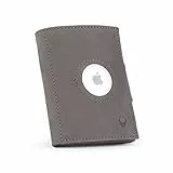 DONBOLSO Geldbörse Herren mit AirTag Hülle Wallet Air - 9x7 cm Leder Slim Wallet mit Münzfach und RFID-Schutz und Kartenfächern, Kompakte Größe - Vintage Grau