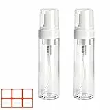 2 Stück 200ml Pumpspender Schaumseifenspender mit Etiketten, Pumpflasche Schaumspender Transparente Seifenschaumspender Seifenspender Kunststoff Transparent Auslaufsicher für Reise Bad Küche Reisen