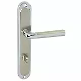 domino Türgriff 78 Drückergarnitur WC - Badezimmer Set Links & Rechts Türbeschlag für WC/Badezimmertüren L-Form Türbeschläge aus Aluminium Silber Türdrückergarnitur RIO M6/M9