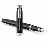 Parker IM Füller | Mattschwarz mit Chrom-Zierteilen | Füllfederhalter mit mittlerer Feder und blauer Tinte | Geschenkbox