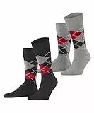Burlington Herren Socken Everyday Argyle M So Baumwolle gemustert 2 Paar, Grau Oil Melange 3986, 40-46