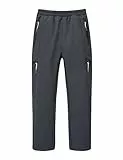 Echinodon Kinder Gefütterte Softshellhose Outdoorhose Jungen Mädchen Hose Winddicht Wasserabweisend Trekkinghose Wanderhose Grau XXL