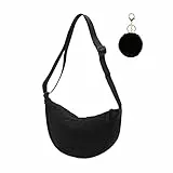 Crossbody Bag Damen Halbmond Crossbody Schultertasche, Hobo UmhäNgetasche Damen Handtasche, Einfarbige Canvas Tasche Kleine Segeltuchtasche Y2k Fashion Handtaschen FüR Frauen (Schwarz)