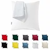 Kissenbezug 35x35 Baumwolle Premium Satin 2er Set Kissenhülle Deko für Kissen Sofa/Bett Stoff Superweicher Resistent Hypoallergen Anti-Milben Kopfkissenbezug mit Verdecktem Zip Voll Waschbar