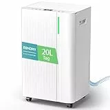 EUHOMY 20L Luftentfeuchter Elektrisch, Raumentfeuchter Elektrisch für Keller 150m³/50m², Leise & Stromsparende Luftentfeuchter mit Automatisches Abtauen, Ablaufschlauch, Filter, Timer