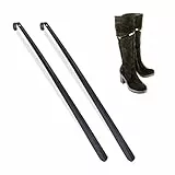 Relaxdays Schuhlöffel lang, 2er Set, 70 cm, Schuhanzieher Metall, stabil, zum Aufhängen, Anziehhilfe für Schuhe, schwarz