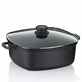 kela Schmorpfanne 28 cm hoher Rand ATURA, Induktion Servierpfanne mit Deckel 6 L, Aluguss keramisch beschichtet, Paella Pfanne