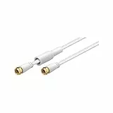 goobay Flaches Sat Antennenkabel 5m, 80dB 2-fach geschirmt, Koaxialkabel zum Verlegen unter Teppich & Laminat, F-Stecker auf F-Stecker, vergoldet, weiß - 67296