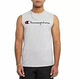 Champion Herren Classic Muscle T-Shirt, Sleeveless, Standard Fit, Script & C, Available in Regular and Big & Tall Hemd, Oxford-Grau – klassisches Schrift-Logo, Klein