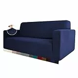 HEYOMART Stretch Sofabezug 1 Stück Sofahusse Spandex Jacquard Elastische Couchbezug mit Anti-Rutsch-Schaumstoffe (L-förmiges Ecksofa erfordert Zwei) - 2 Seater, Blau