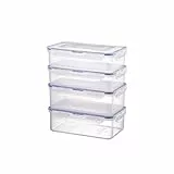 Lock & Lock Frischhaltedosen im 4er Set – stapelbare Vorratsdosen aus hochwertigem, transparentem Kunststoff, bpa-frei – auslaufsicher – rechteckig, 2 x 0,8 Liter und 2 x 1 Liter