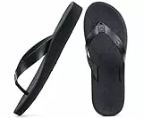 ONCAI Zehentrenner Damen mit Arch Support Yoga Matte Schwimmbad Sommer Strand Flip Flops Frau Sandalen Badelatschen mit Orthopädischen Gummisohlen Schwarz EU 38
