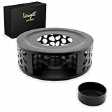 heimzeit Stövchen für Teekannen und Kaffeekannen aus hochwertigem Edelstahl [Ø 15 cm, Schwarz] Teewärmer mit Teelichthalter im stilvollen Design, Teestövchen kratzfrei und für alle Größen