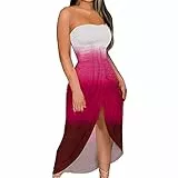 Sommerkleid Damen - Damen Sexy Wipe Chest Unregelmäßiger Schlitz Jumpsuit Langer Rock Print Sexy Pullover Mehrfarbiges Kleid