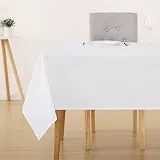 Deconovo Tischdecke, dekorativ, wasserfest, weich, für Tisch, 140 x 240 cm, Weiß
