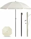 Menz Sonnenschirm Balkon + Sonnenschirmhülle - UV50+ Strandschirm 180 cm, Balkonschirm mit Knickfunktion, Gartenschirm, Sonnenschirm Strand - Fb. Beige