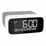 TechniSat DIGITRADIO 52 ASA – DAB+ Radiowecker mit Automatic Safety Alert (ASA, UKW, Wecker, DREI Wecktimer, dimmbares LC Display mit Lichtsensor, Bluetooth Audiostreaming, 3 Watt) grau/weiß