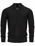 Indicode Herren INWestmoon Strickjacke mit Stehkragen | Fein-Strick Cardigan aus Baumwollgemisch Black, M