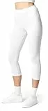 Ladeheid Leggings Damen 3/4 Baumwolle bequem und atmungsaktiv Capri Leggings Damen für Sommer LA40-132 (Weiß, M)
