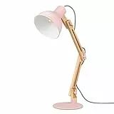 tomons Schreibtischlampe, LED Tischlampe im Klassichen Holz-Design, Nachttischlampe, Lampe mit Verstellbarem Arm, Tischlampe Wohnzimmer für Zimmer Büro, Weiß