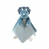 Noukie's - Schmusetuch für Kinder - Schmusetuch aus Veloudoux - Ops, der Triceratops - Viele Funktionen - Blau - 1 Stück