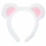 Amosfun Geburtstag Haarschmuck Bärenohren Haarband Haarbänder Stirnband Partygeschenke mit Bärenmotiv Cosplay-Kopfbedeckung Kleidung Zubehör Ausgabekarte Tier Plüsch Weiß