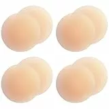 Gmumu® Ultra Dünne Damen Nippel Covers Wiederverwendbar und Selbstklebende Nippel Abdeckungen aus Silikon Aufkleber Nippelabdeckungen - Rund, 8cm (Beige, 4)