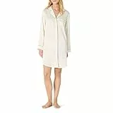 Amazon Essentials Damen Nachtwäsche-Nachthemd aus Satin mit Knopfleiste, Elfenbein, S