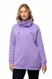 Ulla Popken Damen große Größen Übergrößen Plus Size Sweatshirt, weiter Stehkragen, Taschen, Raglan-Langarm Blauer Flieder 50+ 713963810-50+