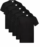 Fruit of The Loom Herren Original T T-Shirt (5er Pack) Gr. L, Schwarz