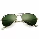 Pro Acme Sonnenbrille Herren Damen Klassische Pilotenbrille Glaslinse Fliegerbrille Unisex Piloten Sonnenbrille (Gold Rahmen / G15 Grün Linse