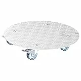 Wagner Pflanzenroller Alaska Ø 38 x 7,5 cm I Blumenroller für Außenbereich + Innenbereich I Kübelroller Aluminium I 2 Total-Feststeller I Tragkraft 100 kg I Made in DE - 20700201