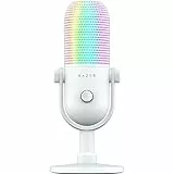 Razer Seiren V3 Chroma - RGB USB-Mikrofon - Supernieren Kondensator-Mikrofon mit Tap-to-Mute (Reaktive Beleuchtung, Digitaler Verstärkungsbegrenzer und integrierter Schockdämpfer) Weiß