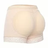 Joyshaper Damen Unterhose mit Gepolster Hüfte Heben Padded Höschen Po Push Up Miederhose Butt Lifter Miederpants Enhancer Spitze Panty Beige 3XL