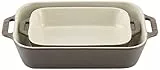 STAUB Ceramique Auflaufform-Set, Ofenform, rechteckig, Antik-Grau, Keramik, 2-tlg (20 x 16 cm & 27 x 20 cm)