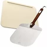 SILBERTHAL Pizzastein für Gasgrill & Backofen mit Pizzaschaufel aus Edelstahl - Rechteckig 30×38 cm – Steinplatte aus Cordierit zum Pizza- & Brot backen - Pizza Accessories