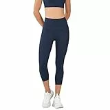4How 3/4 Sport Leggings Damen – Blickdichte High-Waist Sporthose mit Bauchkontrolle, Baumwoll Lang für Yoga, Gym & Freizeit, Bequem & Atmungsaktiv,Size Blau M