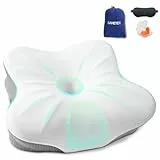 SAHEYER Reisekissen Memory Foam, Ergonomisches Camping Kissen, Orthopädisches Nackenkissen Kopfkissen für für Camping, Zelten, Outdoor & Urlaub (Grau)