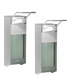 HOUSEHOLD WORLD Eurospender,2er Set,Seifenspender Wandbefestigung, Soap Dispenser Mit Ellbogendruck Für Desinfektionsmittel Und Handseifen, Weißer Seifenspender, Aluminium,500ML